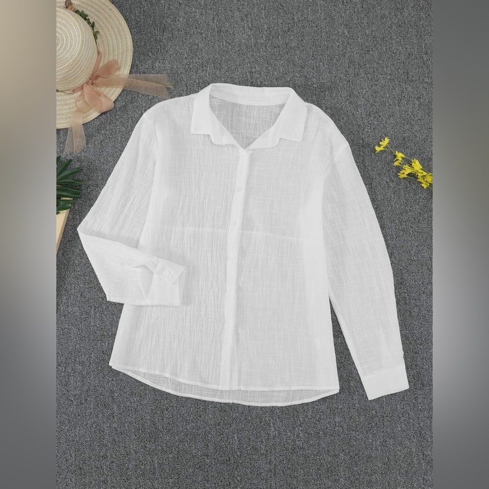 Astylish Womens V Neck Roll up Sleeve Button Down Blouses Tops